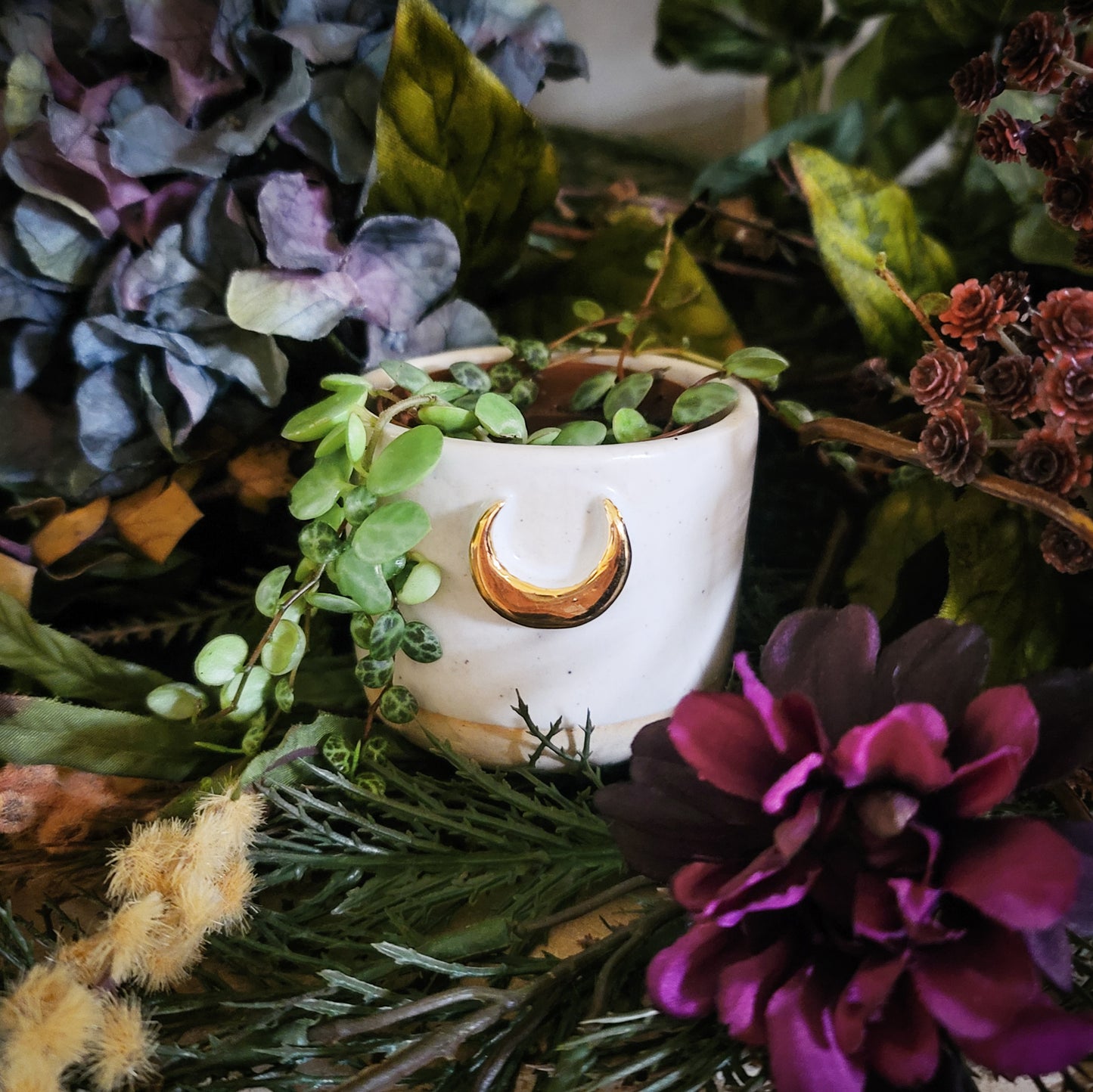 White Moon Gilded Planter (Made to Order)