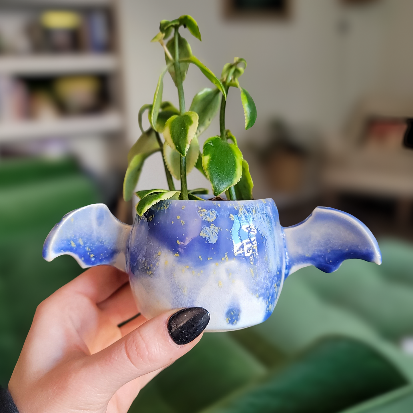 Winged Planter - Watercolor Blue #3